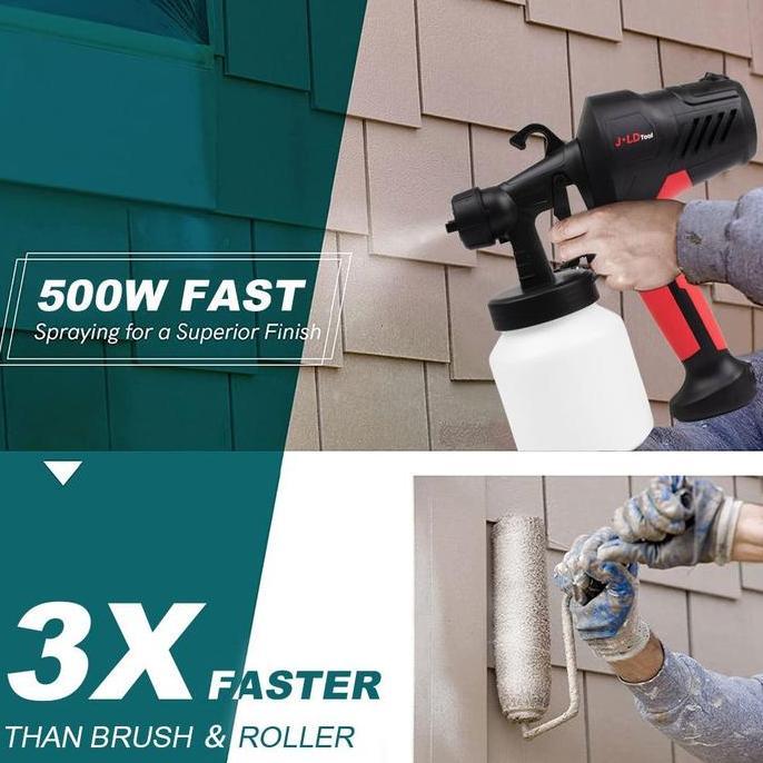 JLD Paint Sprayer Adjustable Nozzle Electric 800ML Spray Gun With High Capacity Water Tank 3 Spray P