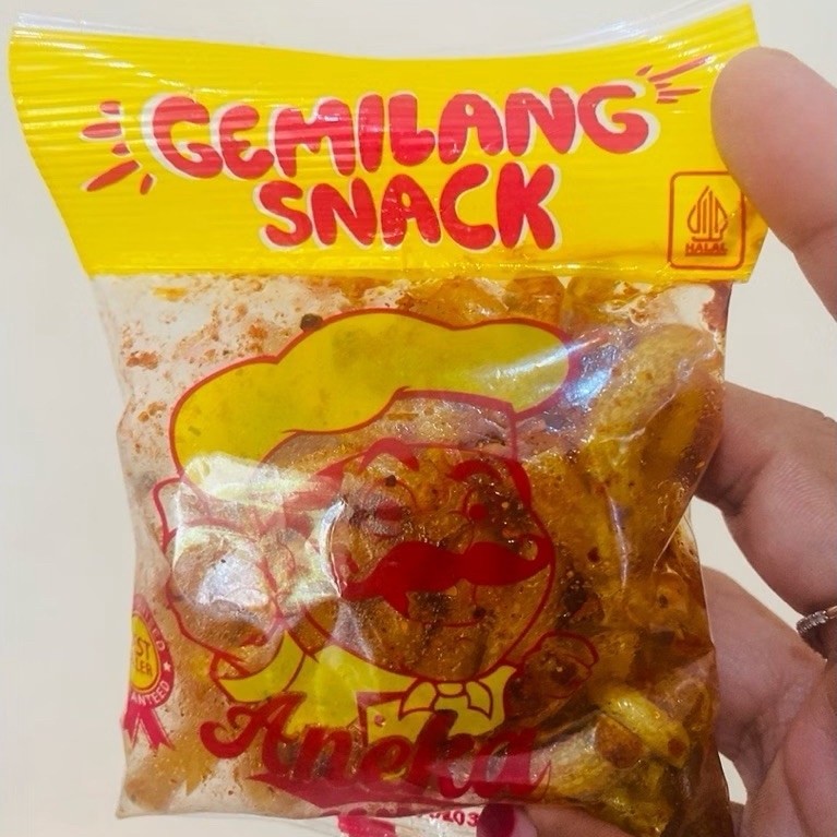 MAKRONI CIKRUH PEDAS ECERAN 1 PCS KEMASAN 2000an ANEKA CEMILAN “GEMILANG SNACK”