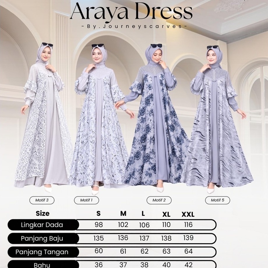 Araya Dress by Journey Scarves Gamis Motif Lengan Panjang