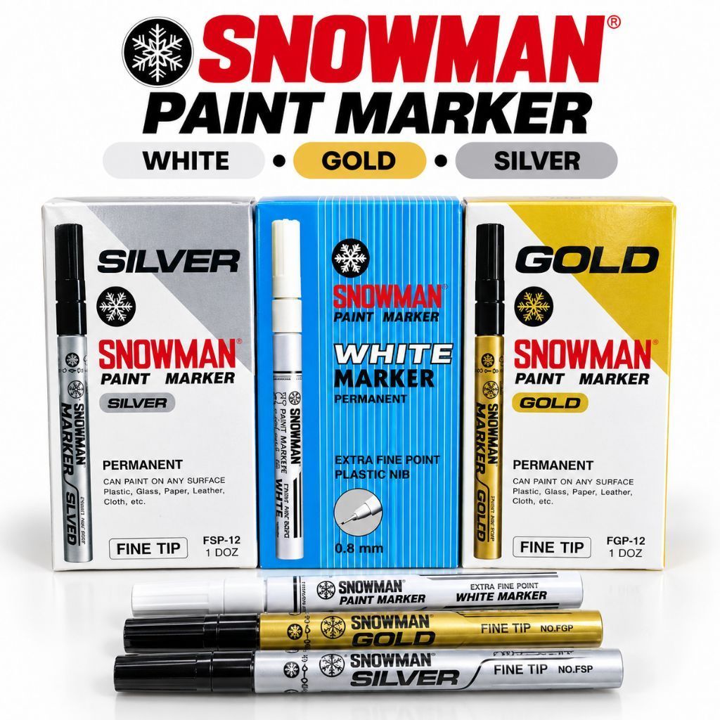 Spidol Emas / Perak / Putih Kecil Snowman