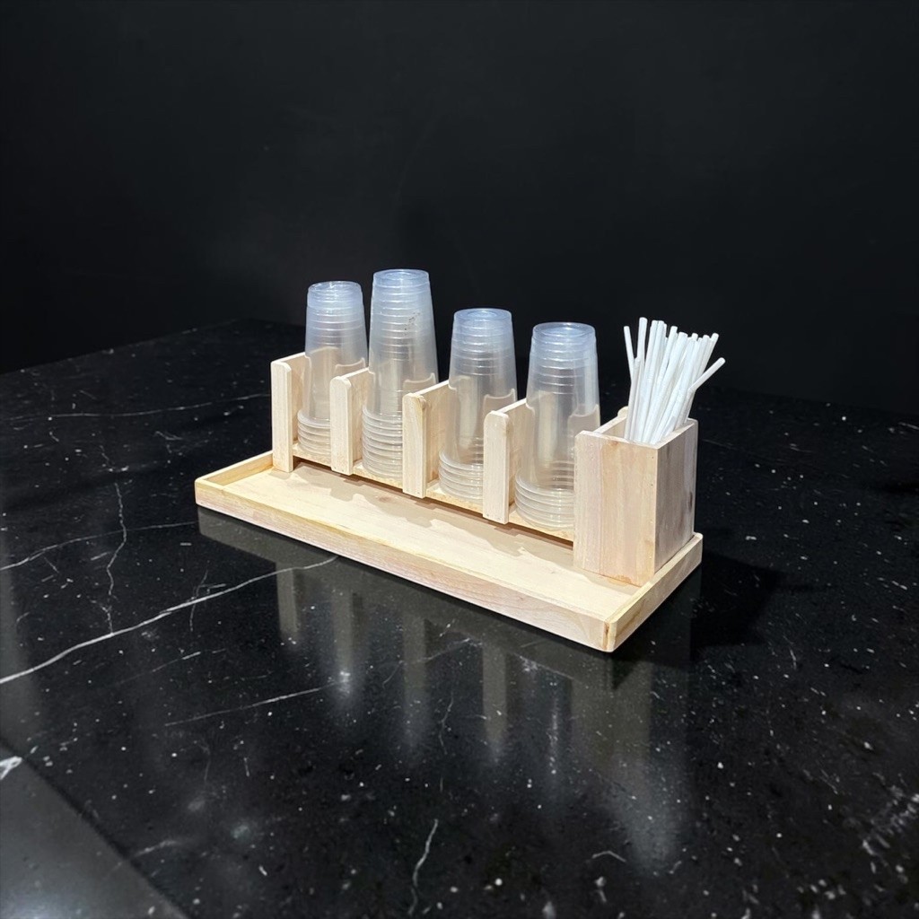 Rak Cup Organizer 4 Slot | Organizer Cup Holder + Tempat Sedotan