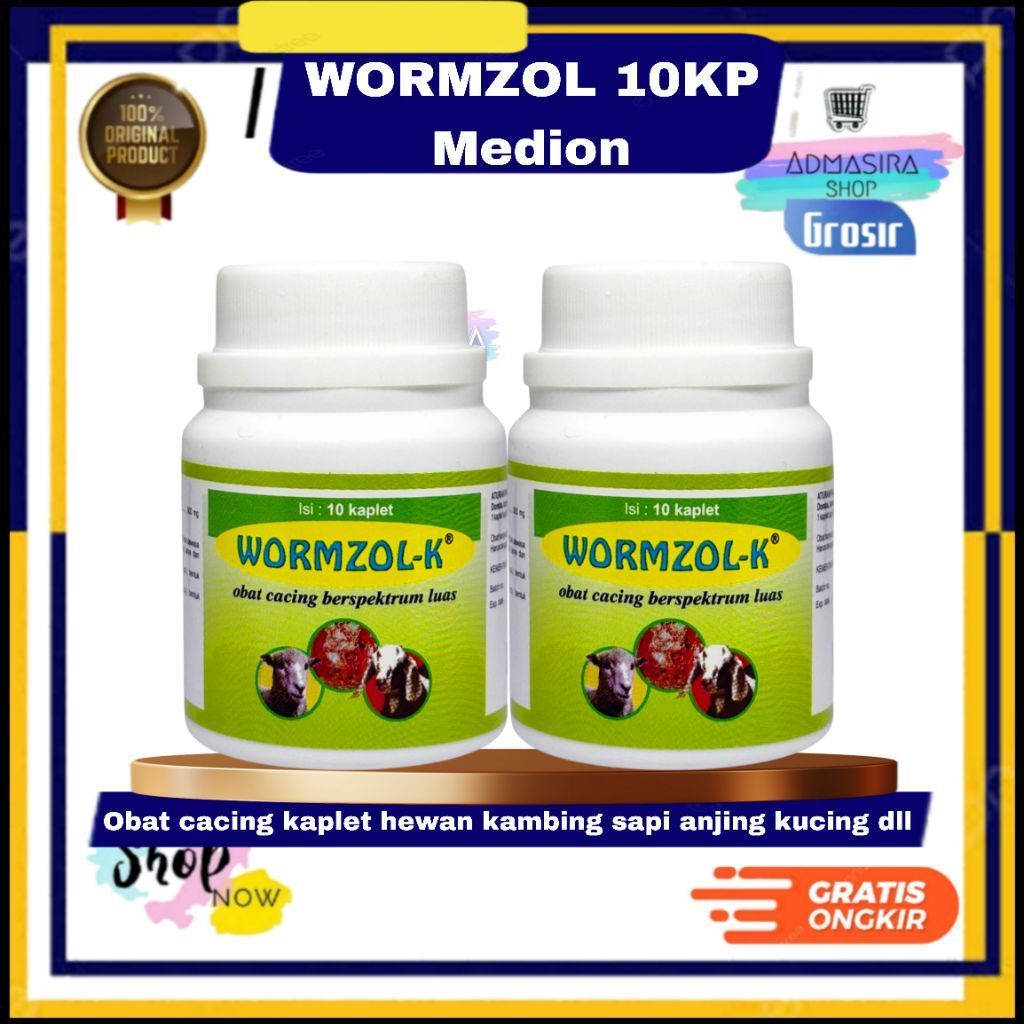 Obat Cacing Kambing WORMZOL K 10 KAPLET MEDION - Obat Cacing Domba Kambing