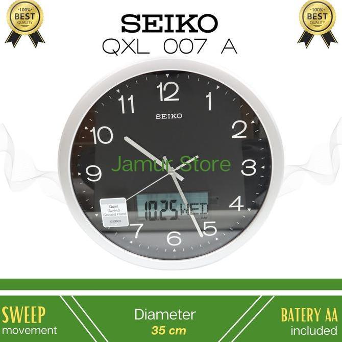 Jam Dinding SEIKO QXL007 (Hitam) Digital Clock Original