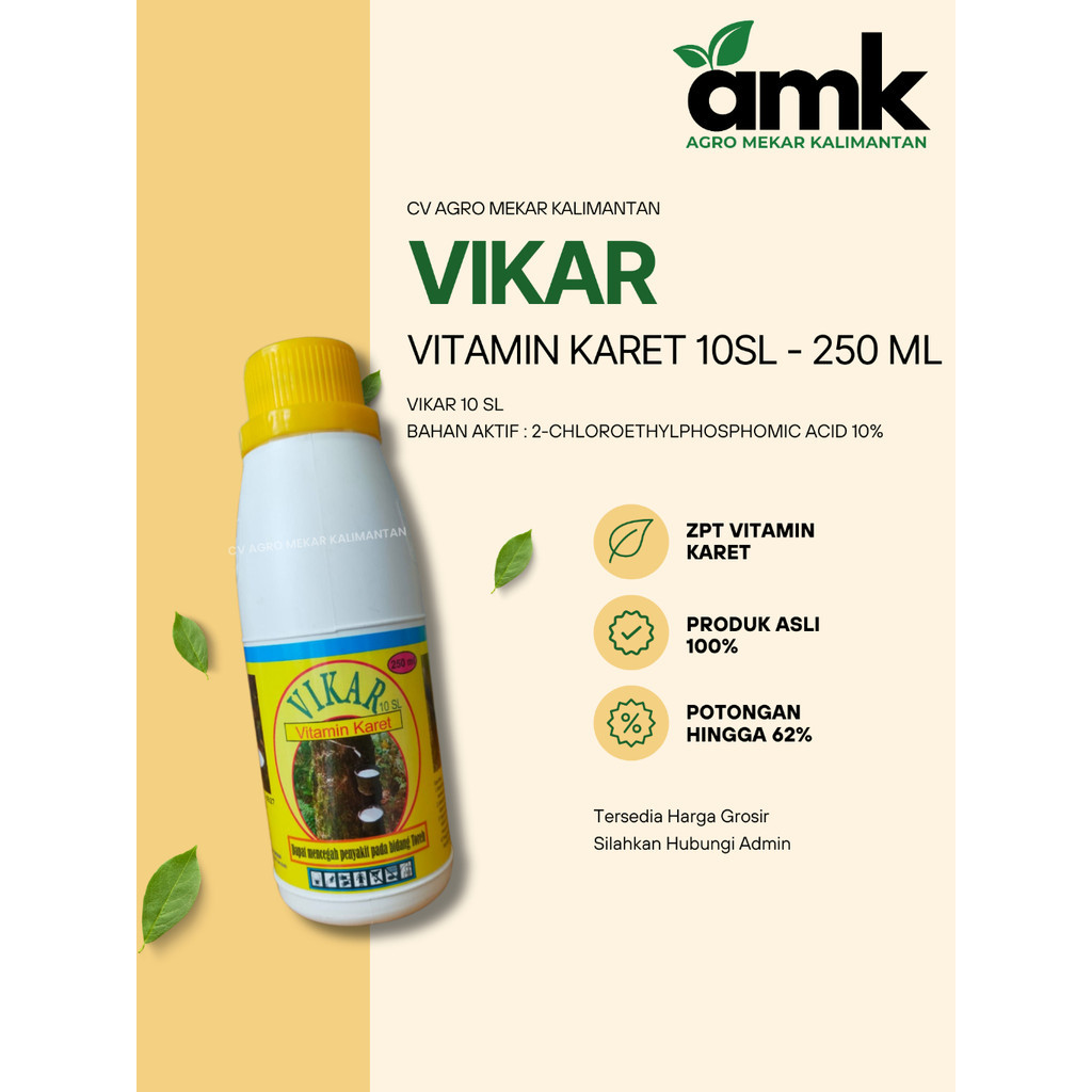 PUPUK VIKAR VITAMIN KARET 10 SL ISI 250 ML VITAMIN POHON KARET ORIGINAL.