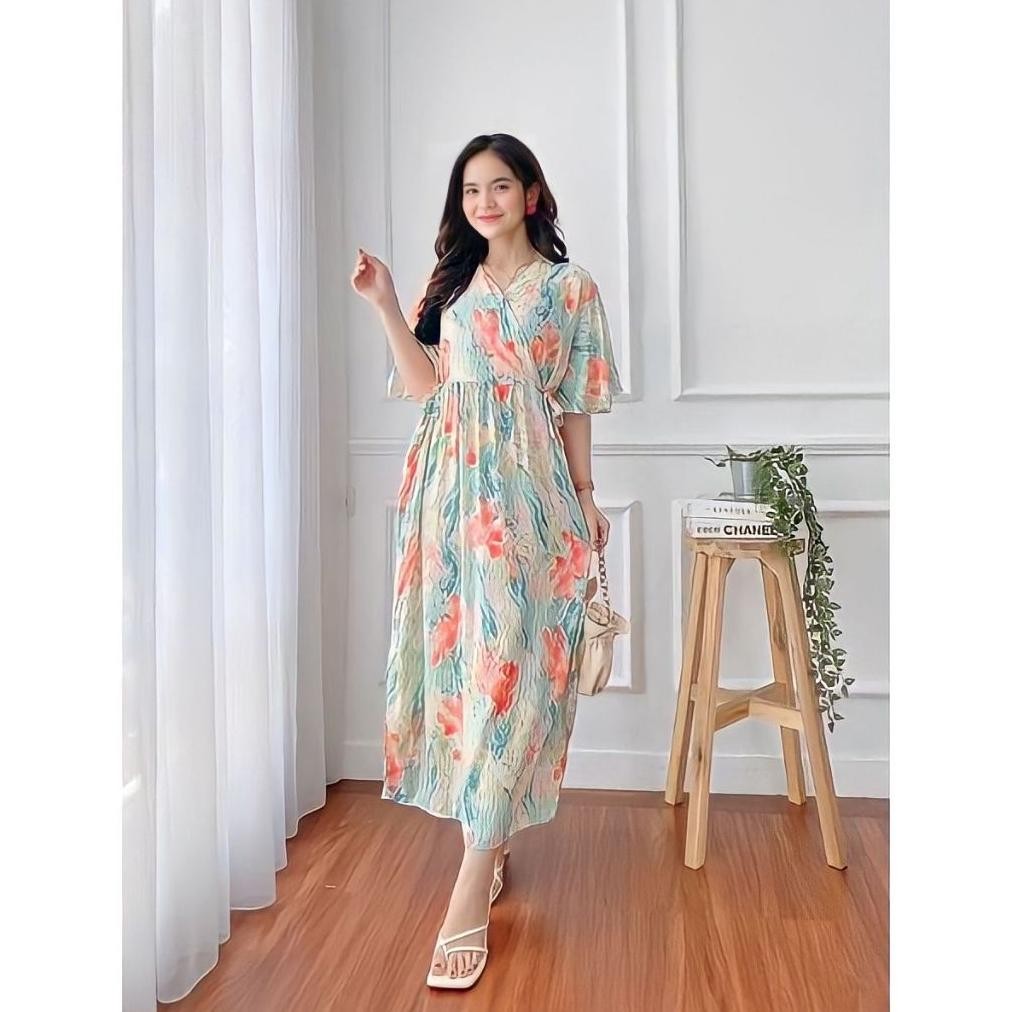 Eelic Baju Daster Dress Kimono Piyama Kareen Serut Dada Tidur Remaja Wanita Tali Samping Kanan Kiri 