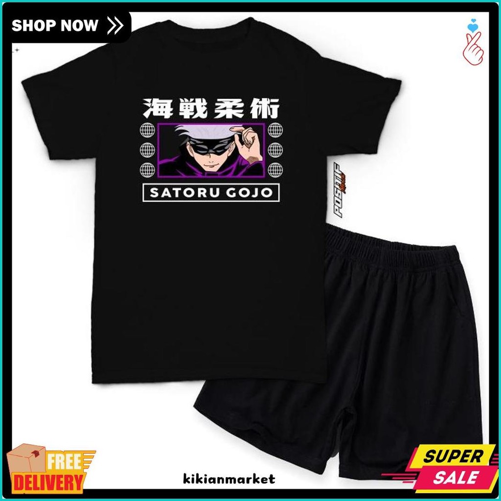 Diskon Kemerdekaan Positif Merch Baju Kaos Anak Setelan Satoru Gojo Anime Harian Laki Perempuan