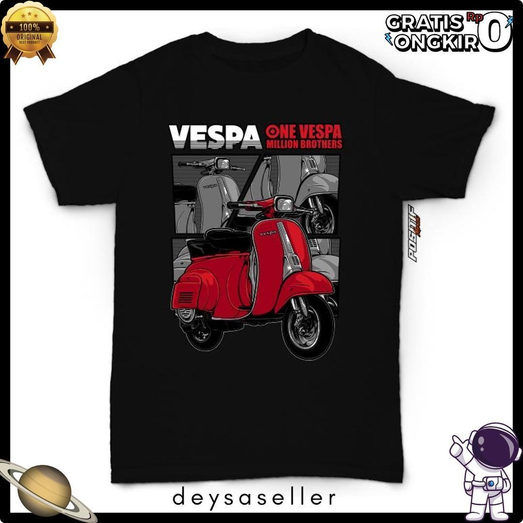 Cod Positif Merch - Baju Kaos Anak Motor Vespa Merah Laki Perempuan