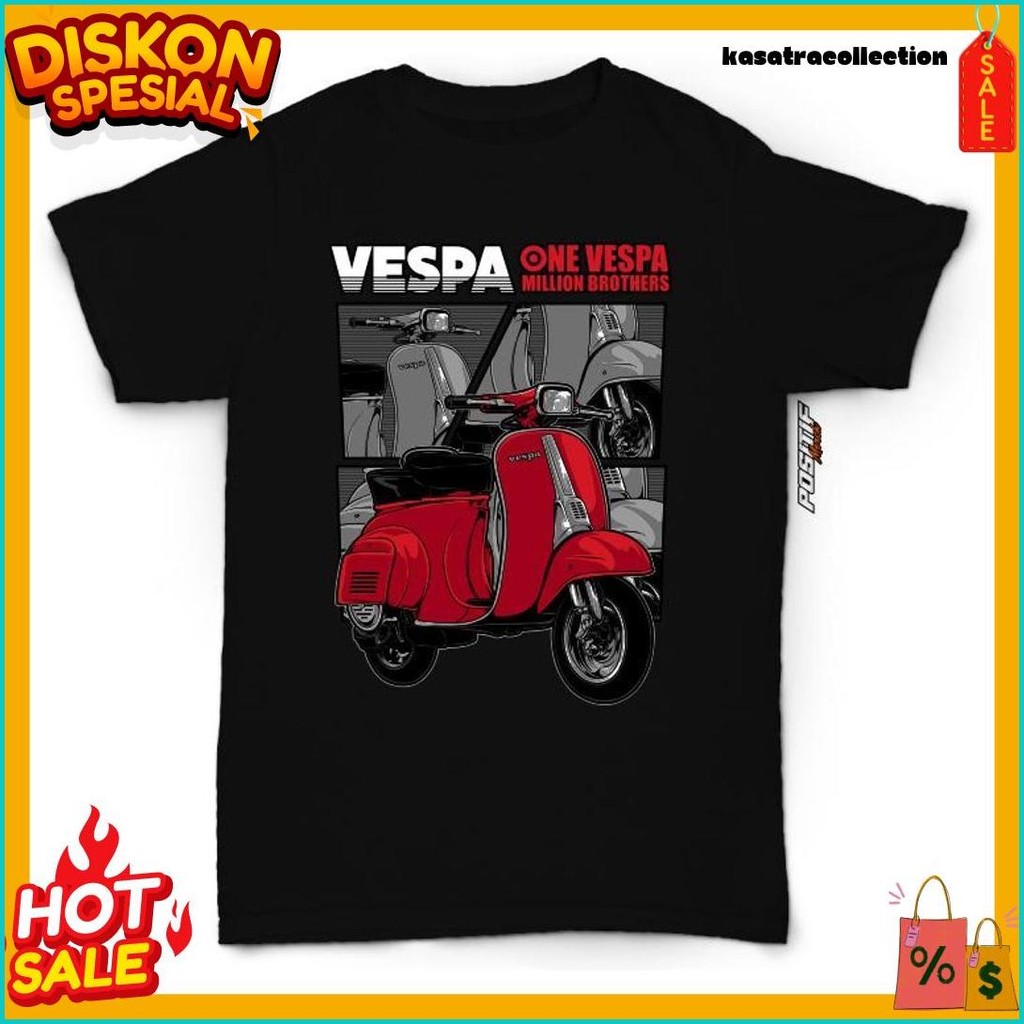 Diskon Kemerdekaan Positif Merch - Baju Kaos Anak Motor Vespa Merah Laki Perempuan