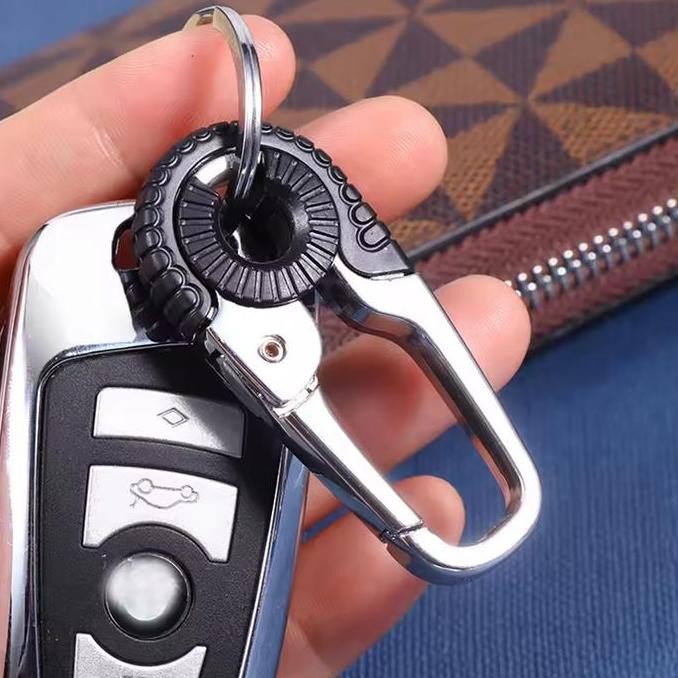 Gantungan Kunci Mobil Motor Pria Premium Ring Ganda Mewah Keychain Hadiah Pengait Kuat Tahan Lama Al
