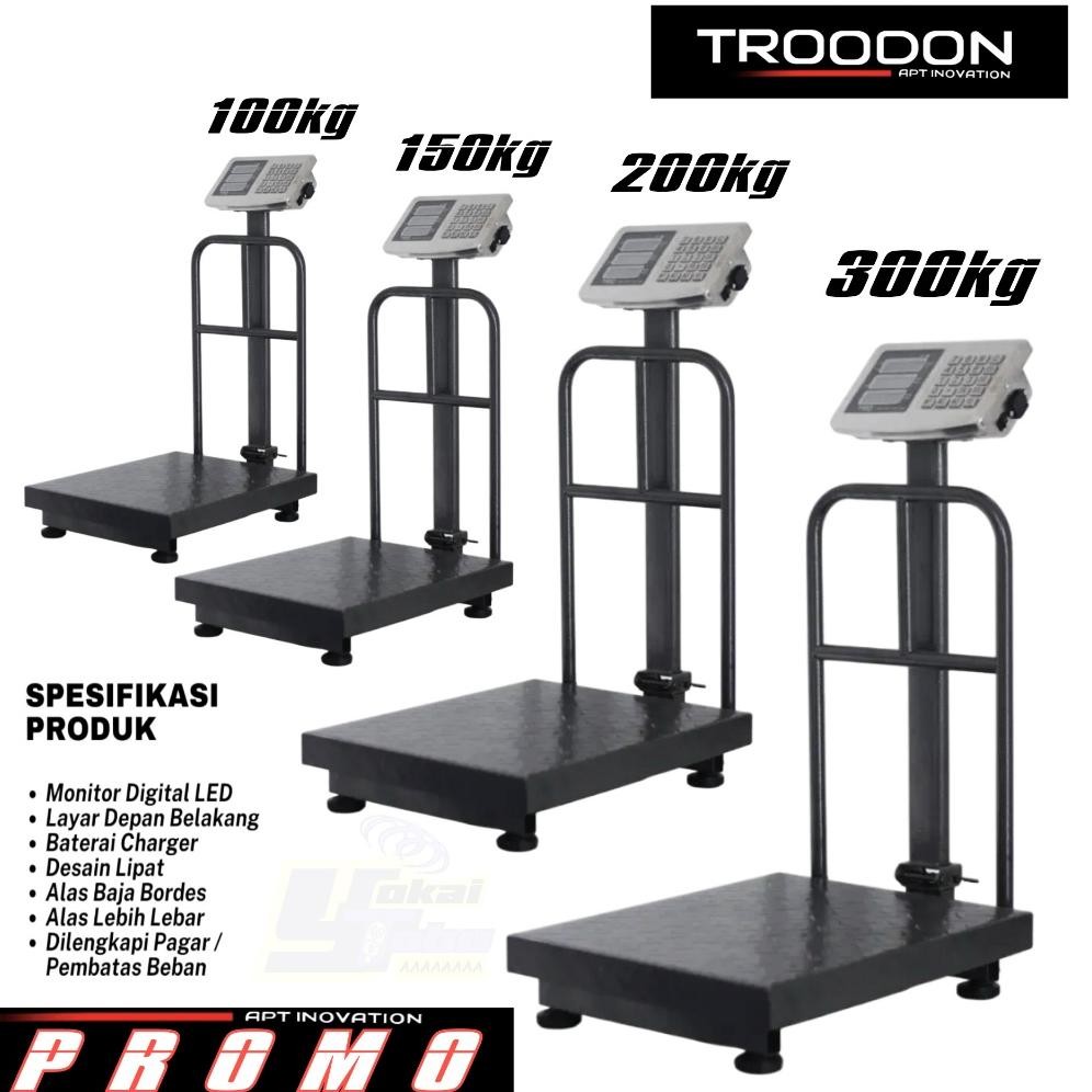 PROMO TRD Timbangan Duduk Digital Timbangan Barang 100kg/150kg/200kg/300kg 2 Layar Ukuran Plat 40*50
