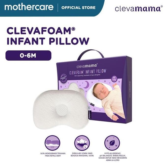 Clevamama Baby Clevafoam Infant Pillow - Bantal Anti Peyang Bayi 0-6 Bulan