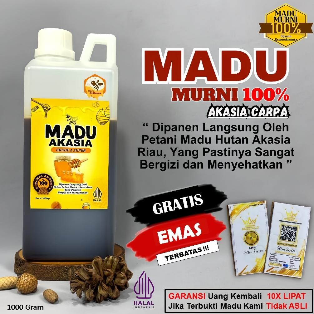 

(Terbaru) Madu Asli 100% Tanpa Campuran Murni Nektar Hutan Akasia Riau 1Kg Grade A Super (Terlaris)