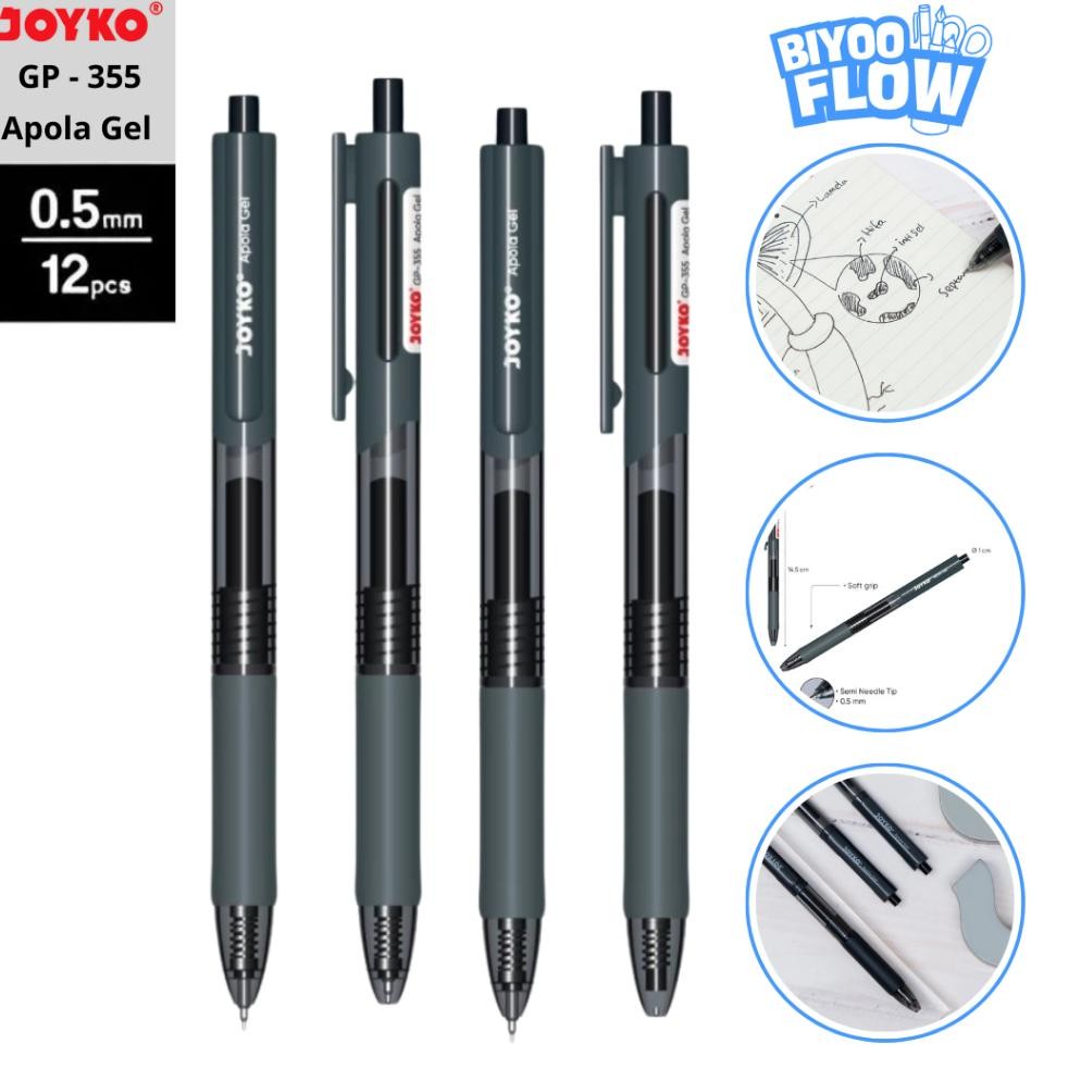 

Joyko 1 Lusin 12pc Pulpen Gel Pen GP355 Apola 0.5mm Black Bolpoin Pena Gel Hitam