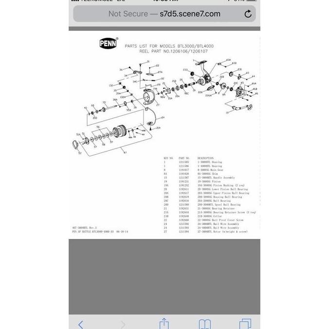 Penn Pinion Gear CONFLICT BATTLE II 1000 2000 3000 4000 5000 6000 8000