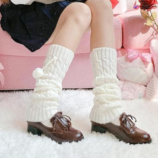 New Kaos Kaki Japanese Style Leg Warmer Gothic Lolita Socks Punk Leg Warmer Vintage Socks White & Bl