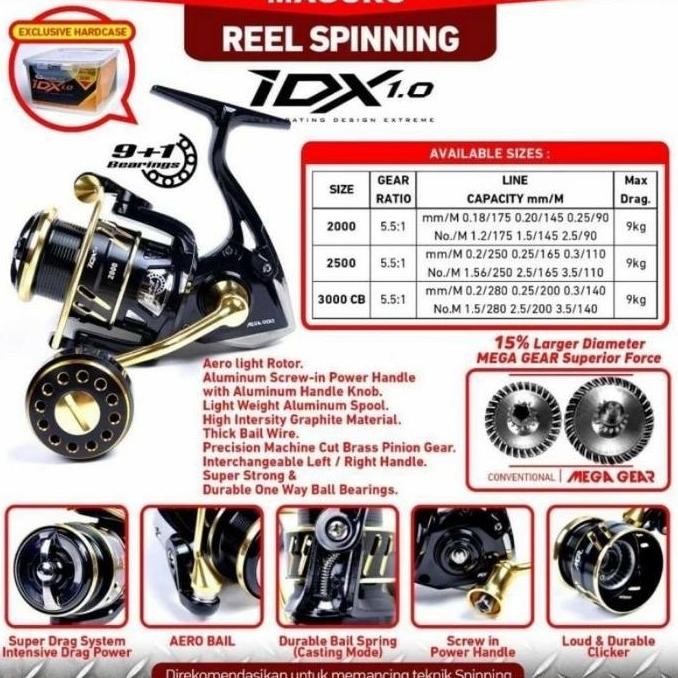 Reel Maguro IDX 1.0 800 s/d 3000 | | 9+1 Bearing | Mega Gear | Power Handle