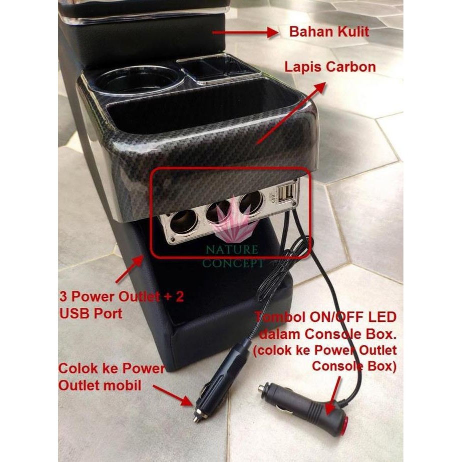 Console Box Mobil Honda Freed fitur Lengkap Mewah USB Power Outlet