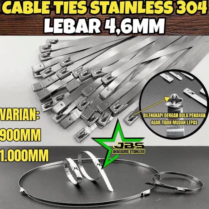 

Open DS] KABEL TIES LEBAR 4,6MM STAINLESS 304 PANJANG 90/100CM TALI PENGIKAT