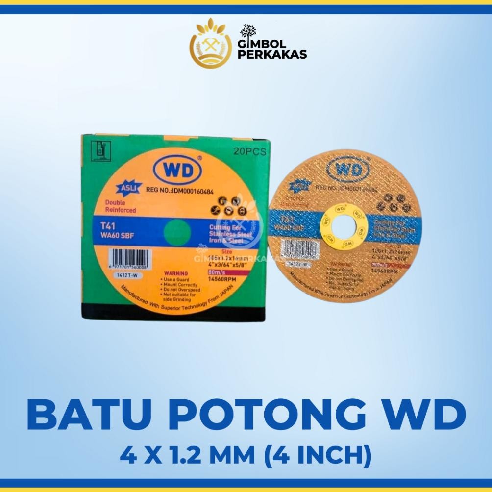 (1 Ktk) Grosir Batu Potong Wd 4" Original | Wd Cutting Wheel 4X1.2 Mm
