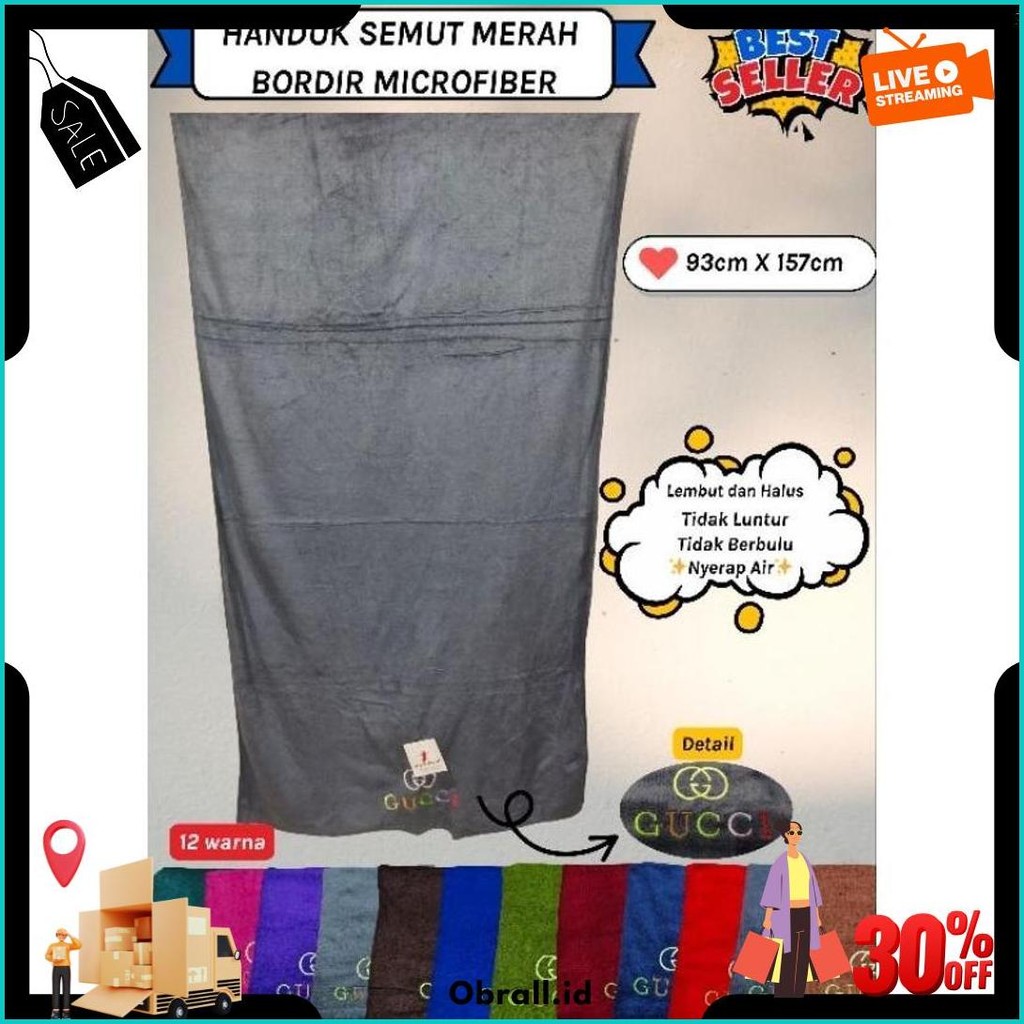 Handuk Mandi Jumbo Bordir Gucci Merk Semut Merah Original Produk