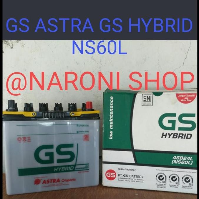 TERLARIS - Aki Mobil GS ASTRA type GS HYBRID NS60L 46B24L 2V 4AH aki Livina