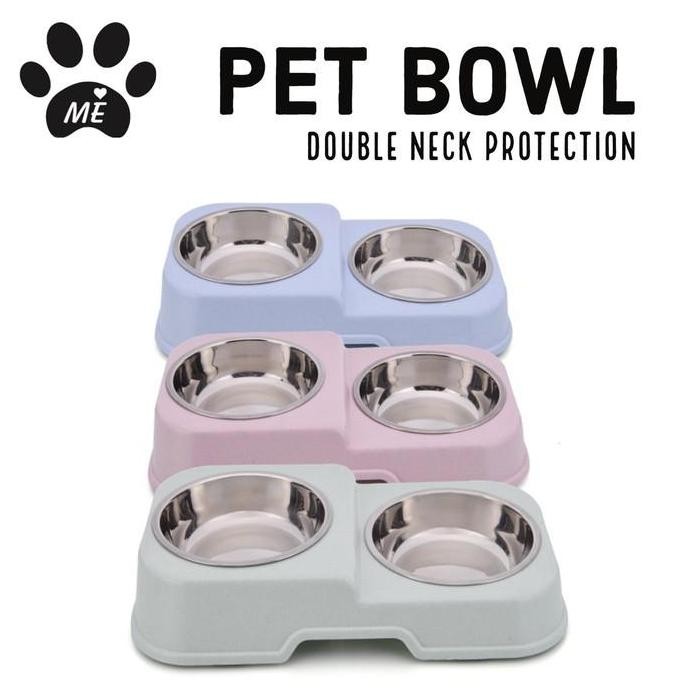 

Tempat Makan Anjing Kucing "DOUBLE NECK PROTECTION STAINLESS" PET BOWL MH
