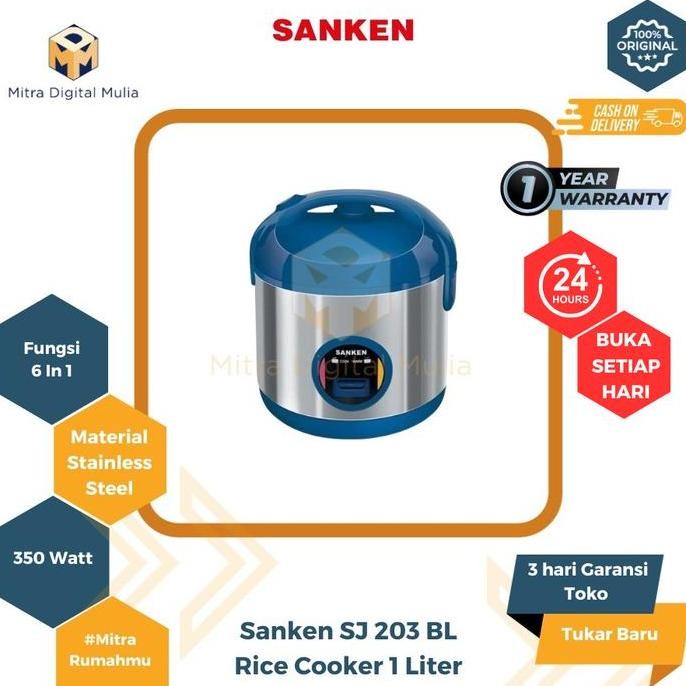 TERBARU - Sanken Supercom SJ 20 BL Rice Cooker Penanak Nasi Liter Biru