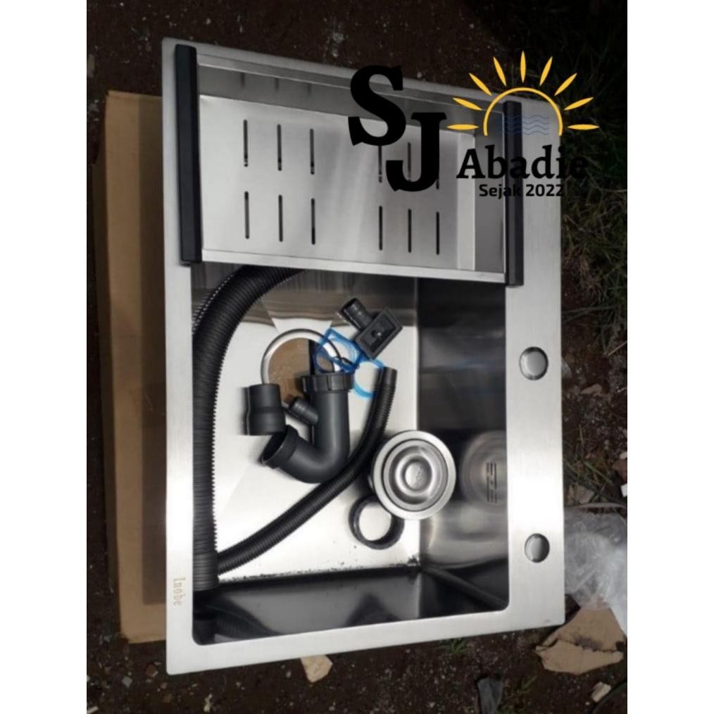 (1 SET) INOBE Kitchen Sink Set Bak Wastafel Cuci Piring Stainless Steel 1 / 2 Lubang Anti Gores | SJ