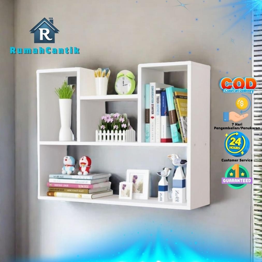 RumahCantik - Rak Dinding 4 Sekat Rak Hiasan Ruang Tamu Keluarga Penyimpanan Mainan Koleksi Blindbox