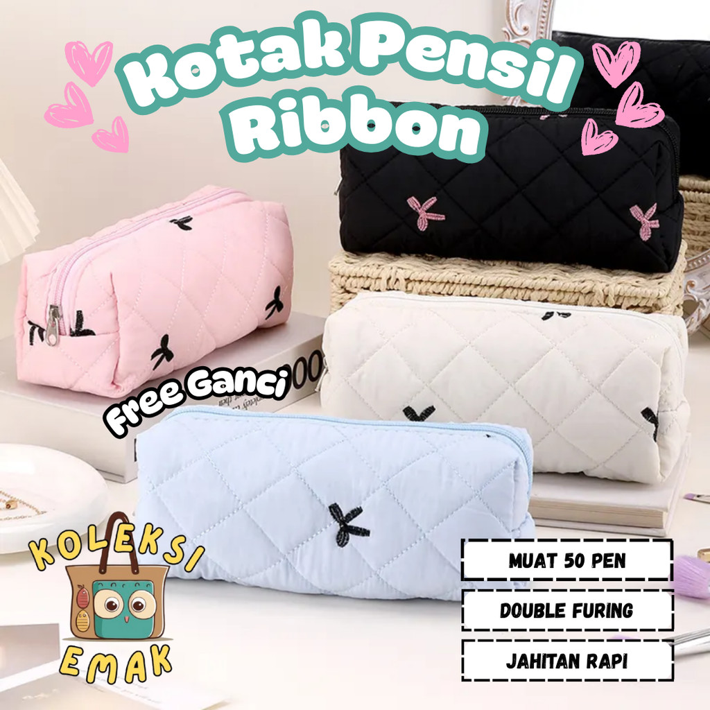 

Kotak Pensil Motif Pita Coquette Korean Tempat Pensil Sekolah Kapasitas Besar | Double Furing | Jahitan Rapi | FREE GANTUNGAN KUNCI