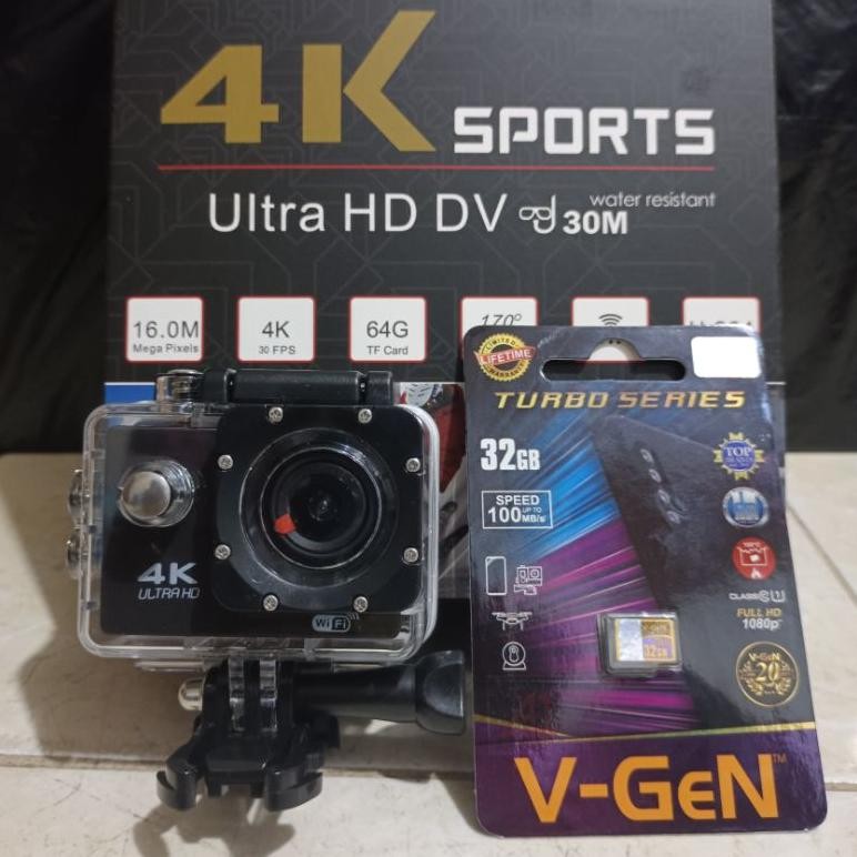 Kamera Action Aksi Kogan Wifi Satu Paket Dengan Memori Vgen 32Gb Class10 Speed 100Mbps