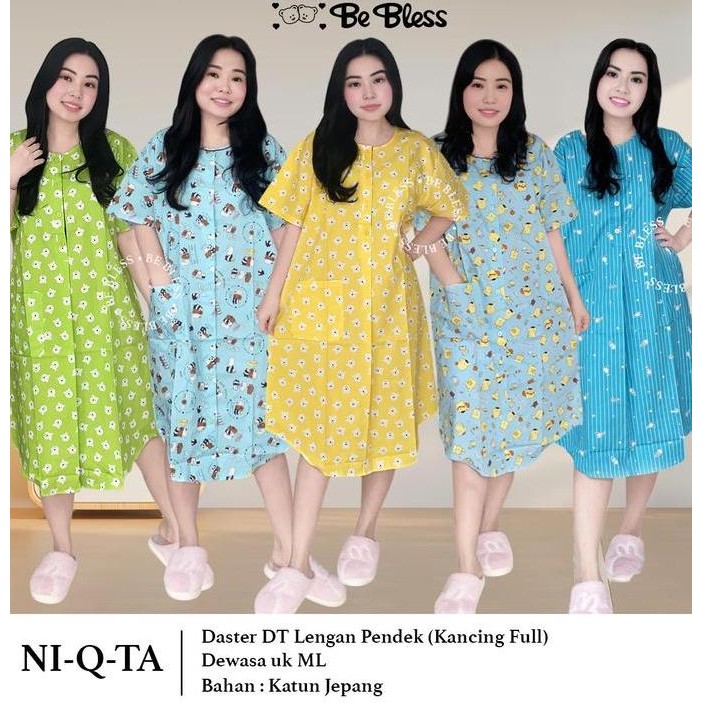 Daster DT Lengan Pendek Katun jepang NIQTA Dewasa (Ukuran M, L) Baju Tidur Bumil Busui Friendly NQT
