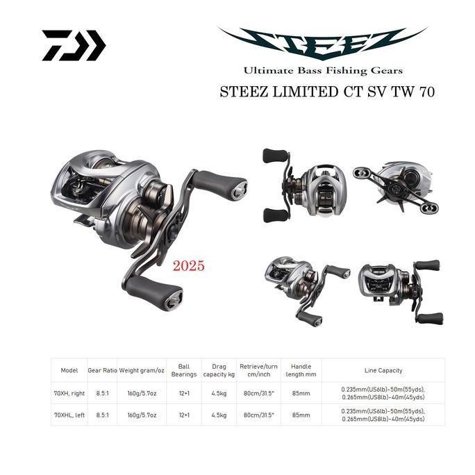 Daiwa 2025 Steez Limited CT SV TW 70 Baitcasting BC Reel Pancing CO