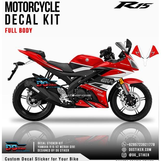Decal Sticker R15 V2 Merah GIVI DG Stiker Original