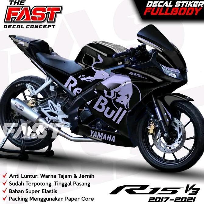 R15 V3 2017-2021 Red bull Stiker Full Body Full Dashboard Decals Variasi R15 Motor Original