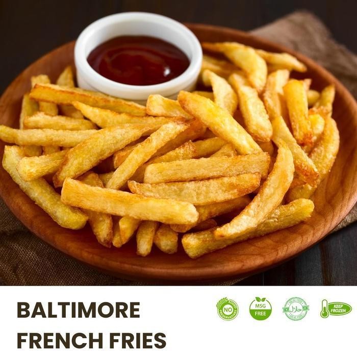 

LS Baltimore French Fries Beku 1kg - Nikmat & Lezat Tanpa MSG & Pengawet - Halal - supply untuk Resto Cafe