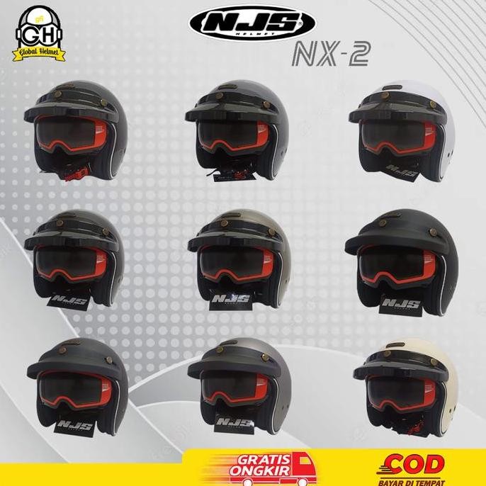 PROMO - NJS NX-2 SOLID HELM RETRO HELM NJS NX2 RETRO BOGO