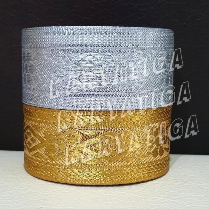 

}}}}}}] Renda India / Pita Gamis 1.5 Inch Kode 59 - Emas / Perak (15 Meter) Perlengkapan