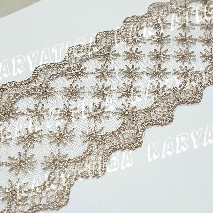 

@#@#@#] Renda Nilon Tengah Motif Ombak Lebar 5.8 cm - Coklat Susu (16 yard)