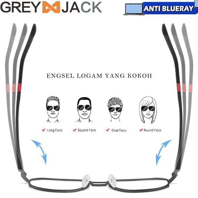 Grey Jack Kacamata Antiradiasi Blueray Kotak Pria Bisa Minus Keren 844