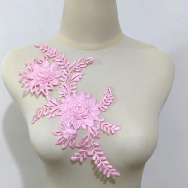 

}}}}}}] Renda Aplikasi Bunga Bordir Pink