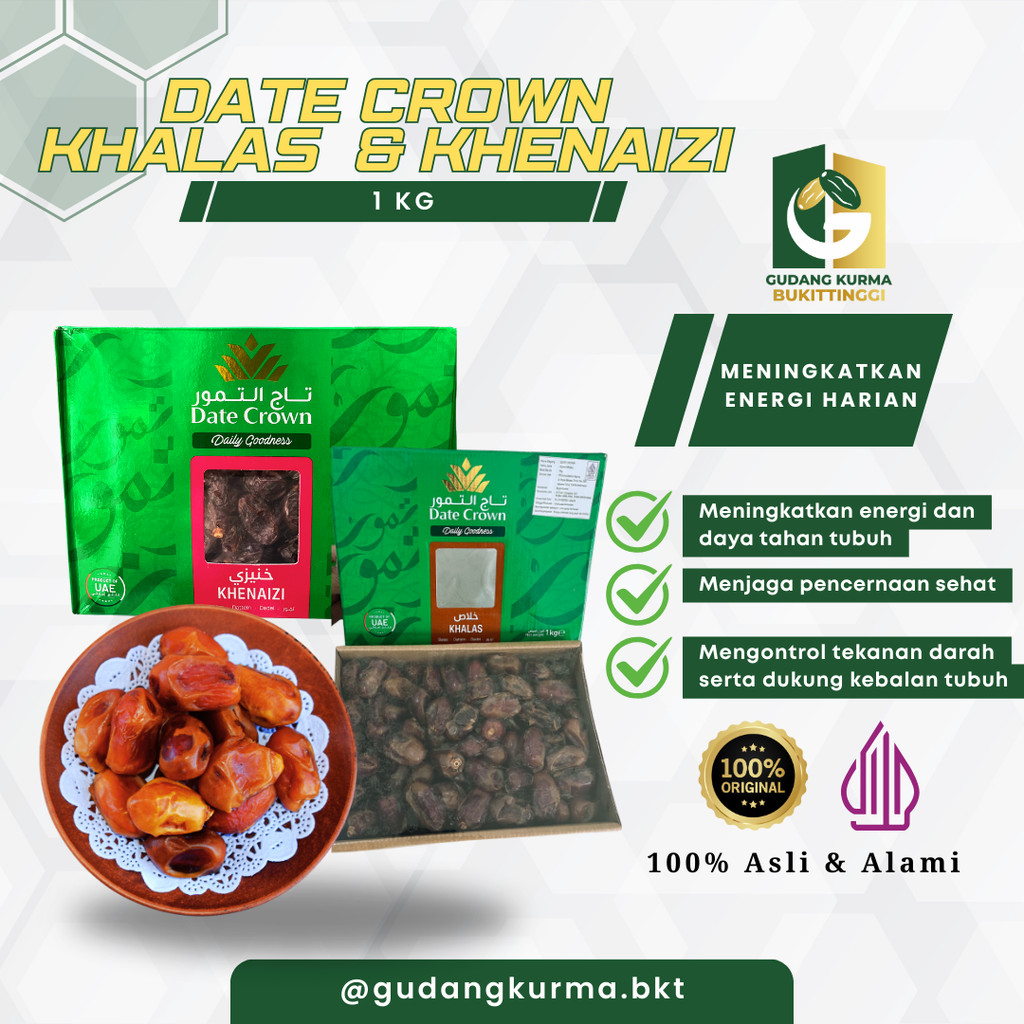

Kurma Date Crown 1kg – Khalas & Khenaizi | Premium 100% Original