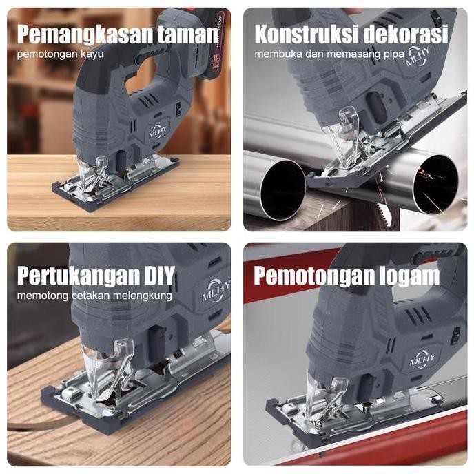 MLHY Mesin Gergaji Jigsaw Cordless Kayu Electric Jigsaw Brushless motor Variable Speed Cordless Keku