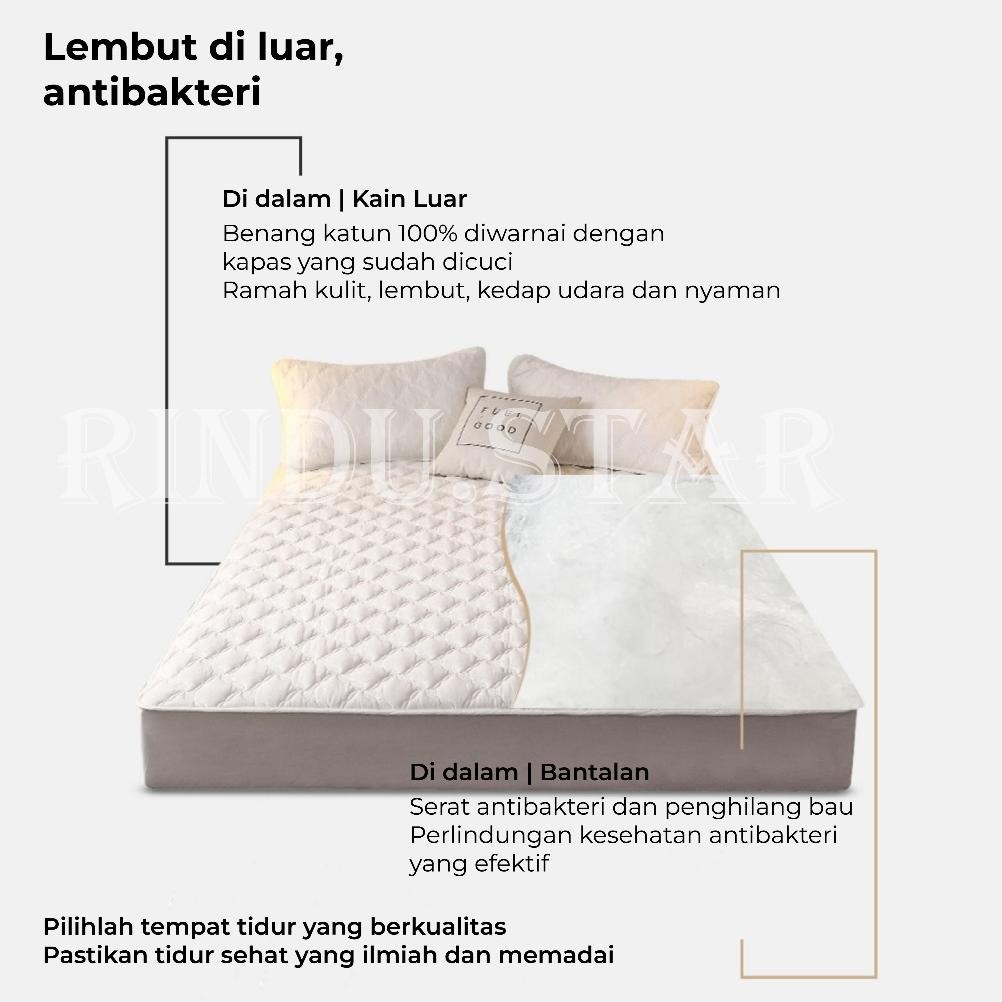 Rindu.Star Sprei Waterproof Sultan Motif Anak Roket Dino Bintang Kucing Polos Ukir Ukuran 180X200Cm 