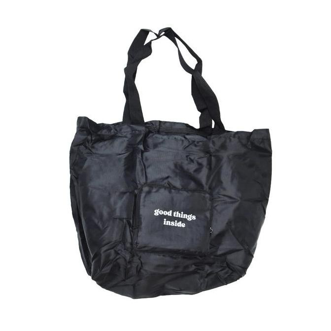 Ataru Tas Belanja Lipat Dengan Zipper - Hitam