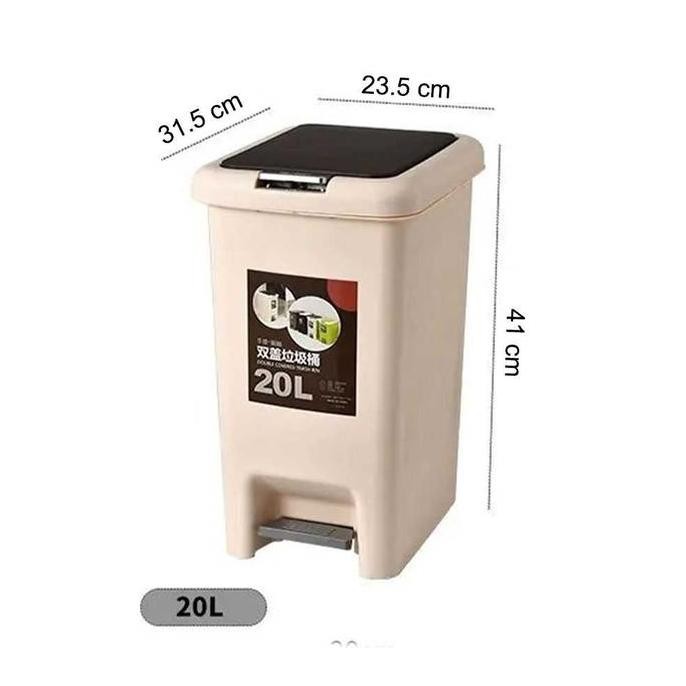 Tempat Sampah Pedal Injak Kaki Tong Sampah Plastik Tertutup