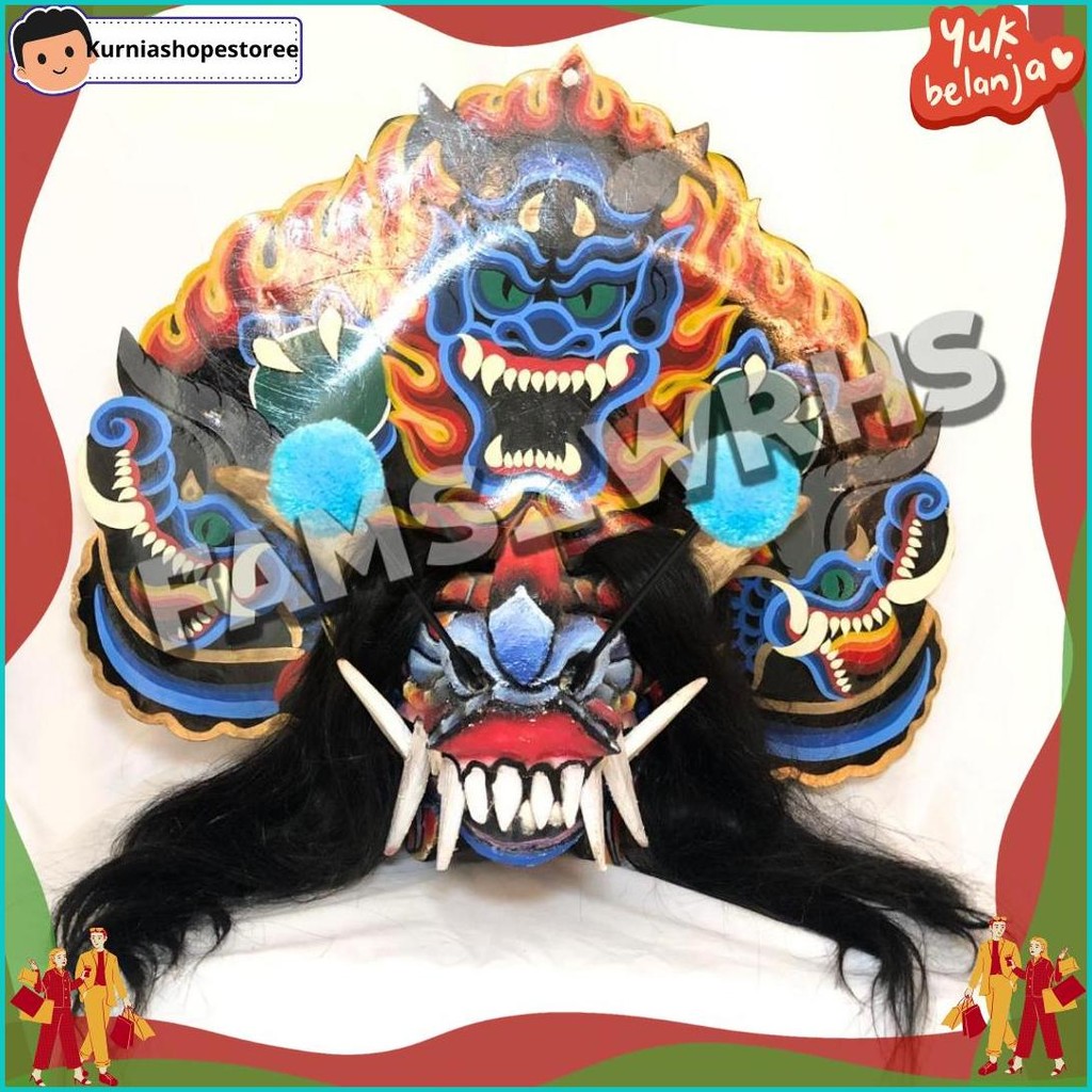 Barongan Devil Vip V2 Ukuran 30 Full Kayu Barongan Caplokan Kayu Giant Blue Kd 91