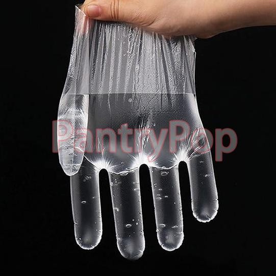 Bisa Cod 100 Pcs Sarung Tangan Plastik Sekali Pakai / Sarung Tangan Makan Sekali Pakai / Sarung Tang