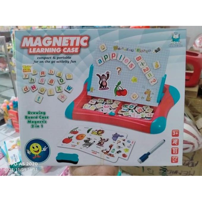 mainan papan tulis magnetic learning case anak