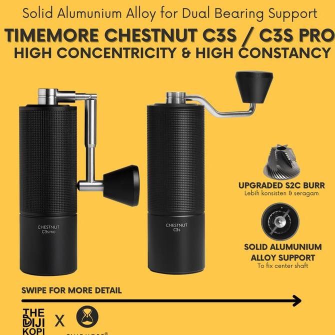 Grinder Kopi Timemore Chestnut C3s - C3s Pro Coffee Grinder S2C Burr